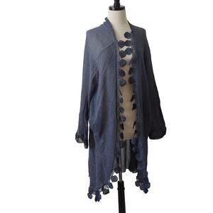 Scandal Womens Longline Drape Sweater Made in Italy One SIze Wool Mohair Lace OS